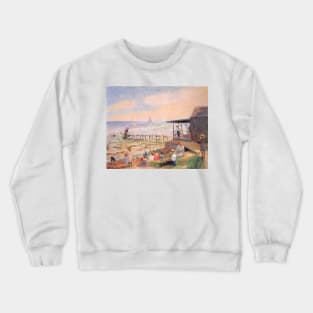 Beach Side By William James Glackens Digitally Enhanced Crewneck Sweatshirt